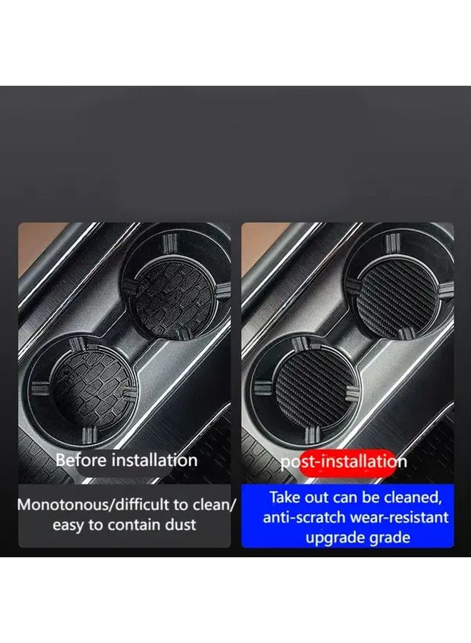 Silvery Car Cup Coasters 2PCS Carbon Fiber PU Leather Universal Fit for Toyota Honda BMW - Image 5